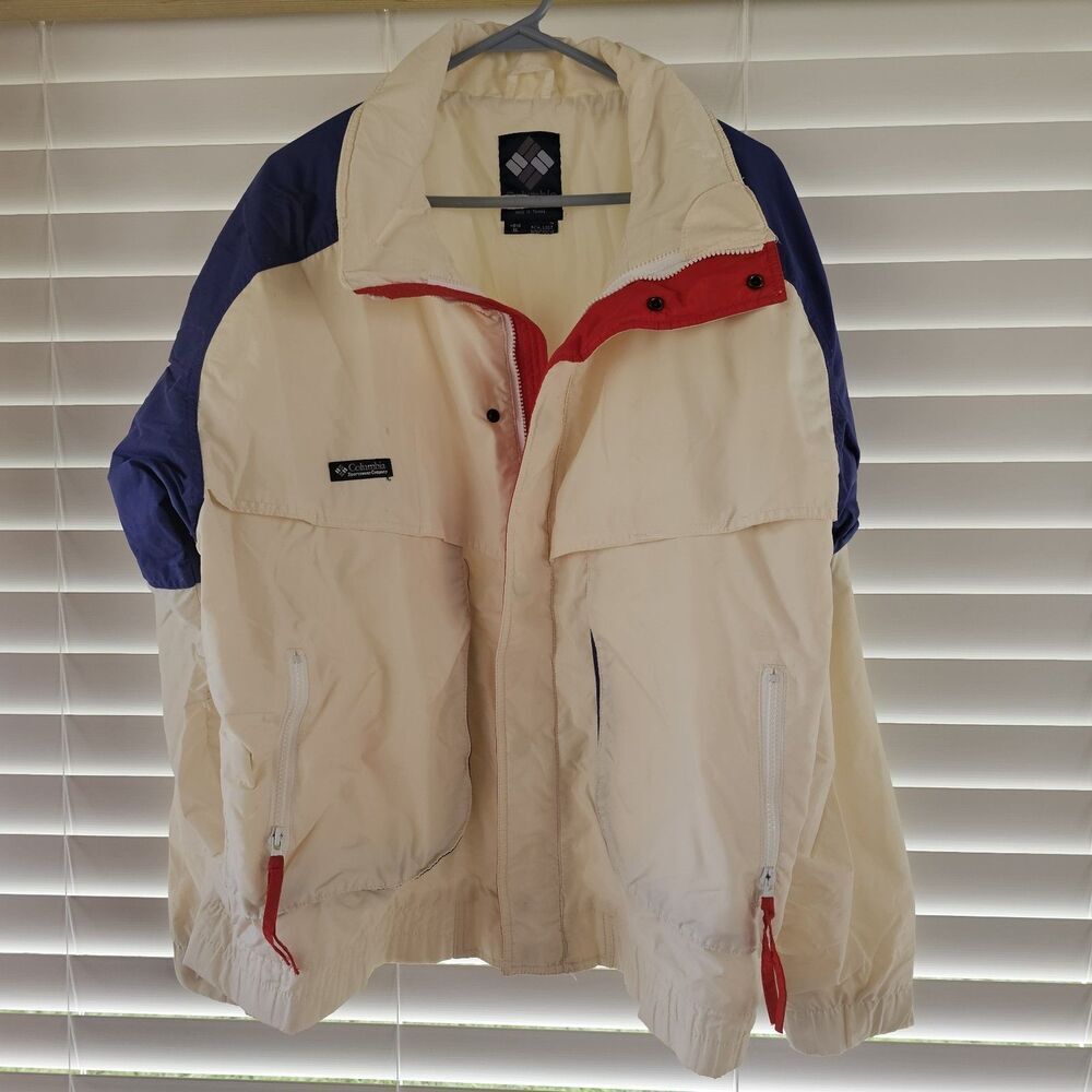 Columbia 90's Good Color Windbreaker Men's Size XL Red White Blue Jacket Nylon